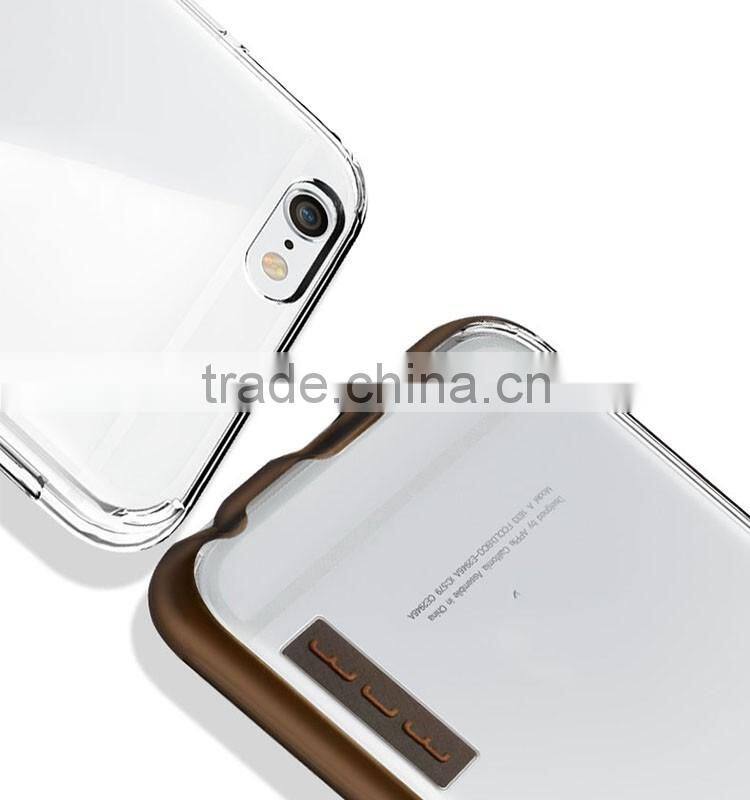 Clear slim transparent acrylic plastic back cover flexible TPU silicone frame bumper hybrid case for iPhone 6