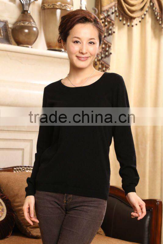 100% cashmere women's crewneck basic sweater