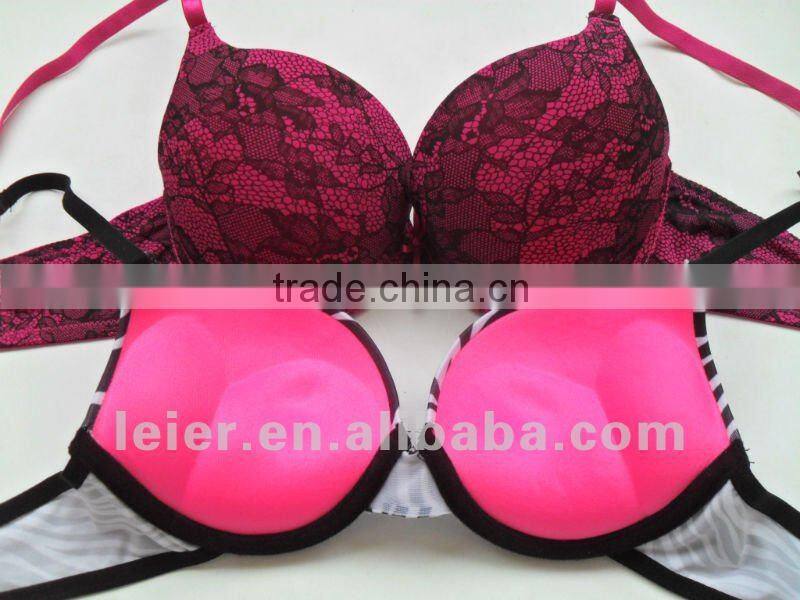 Fashion red sexy lace padded women bra,sexy lady bra