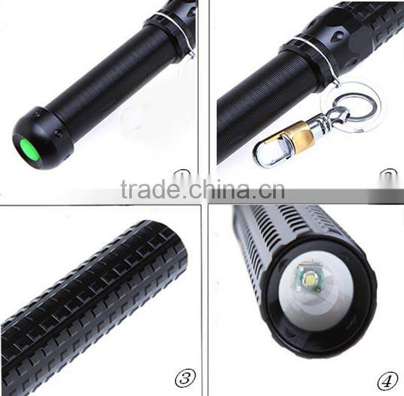(120440) High quality 3*AAA/18650 rechargeable led flashlight torch police baton