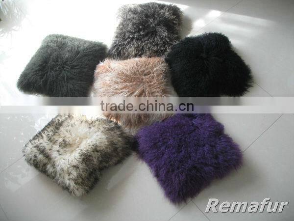 Factory wholesale 100% real Tibetan Mongolian Lamb Skin Fur Pillow