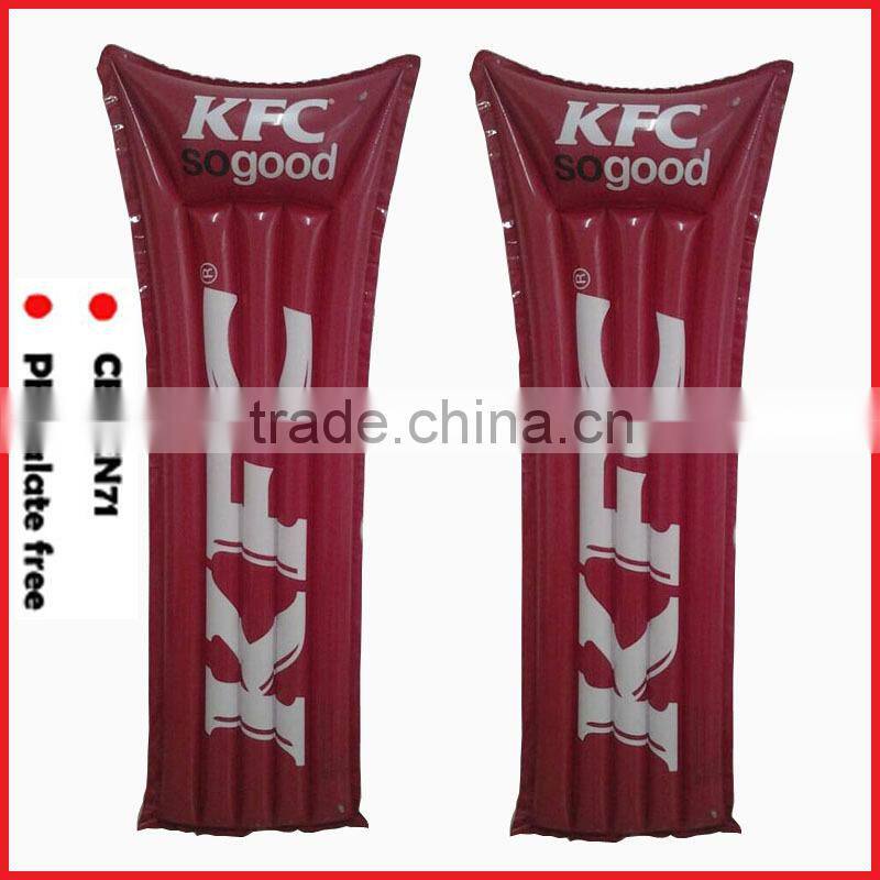 Hot sale yellow pvc air mattress with pump/square air mattress/air filled mattress for promotional