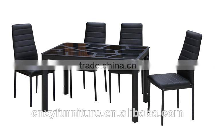 2016 Hot sale new arrival foshan black rectangle modern glass top dining table