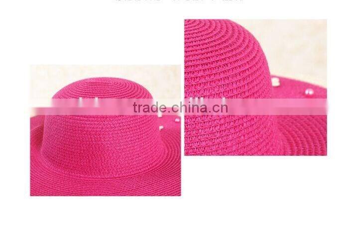 QXSH0019 Floppy panama hat New summer straw hat with flower Beach hat