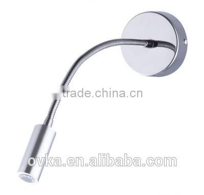 Facotry SALE 3W led wall sconce light for hotel indoor lighting with flexible gooseneck