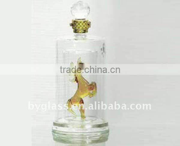 art glass bottle horse