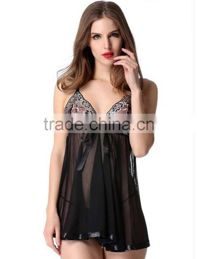 Lace Splicing Dress With G-String