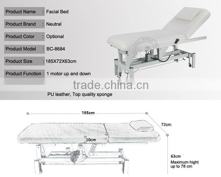 hotsale massage facial bed with one motor up down remote control BC-8684