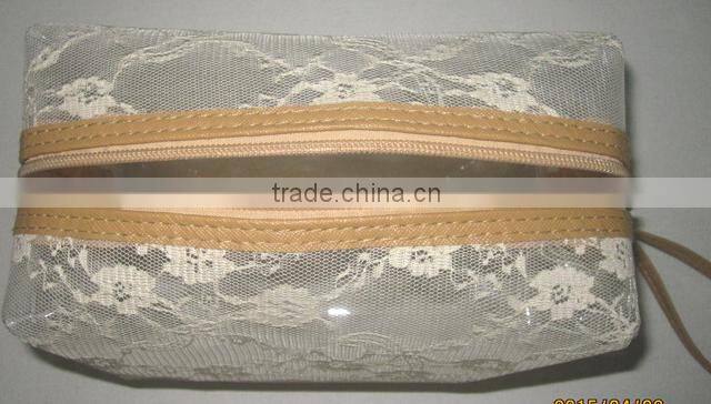 Popular Beauty Transparent with mesh cosmetic bag