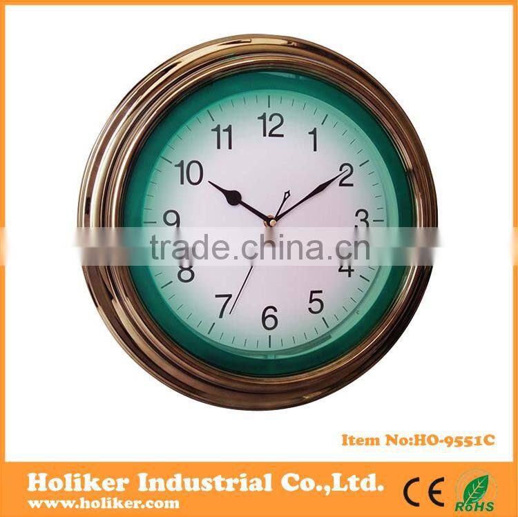 14inch green neon wall clock with custom logo printing on dial