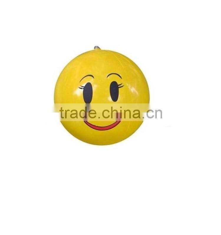 Inflatable smiley face beach ball with custom logo for promotion