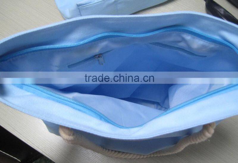 Customized blank canvas cotton tote bag with rope handle