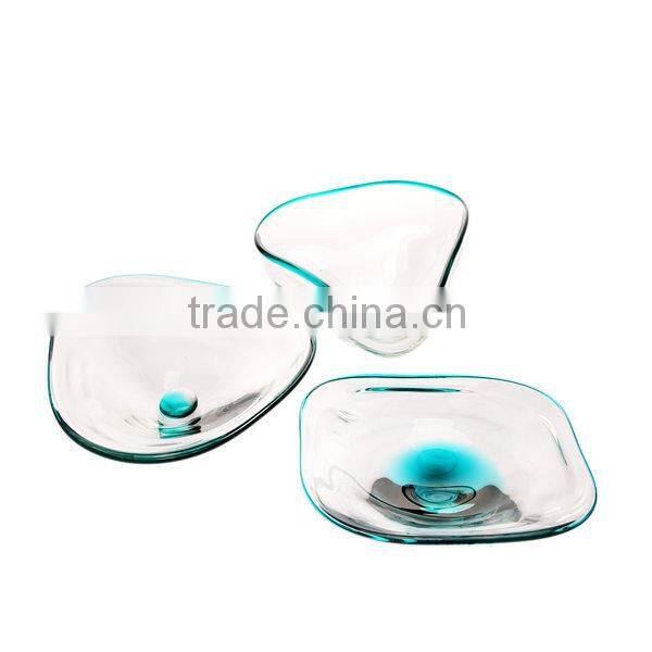 FATION GLASS PLATE SET OF 3 CANDY DISH