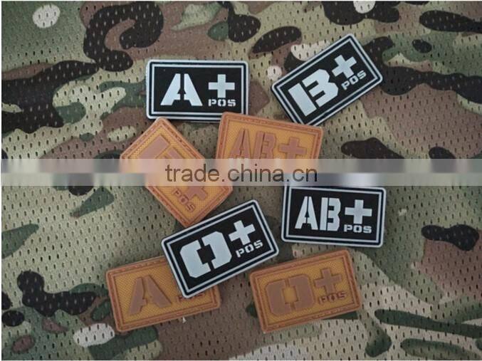 PVC Tactical Badge A/B/O/Ab+ Blood Type Patch Morale Patch Military Badges Tactical Rubber Patches For Cap Jacket