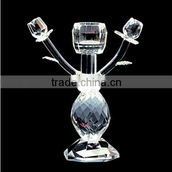 Wholesale simple design clear crystal candle holder