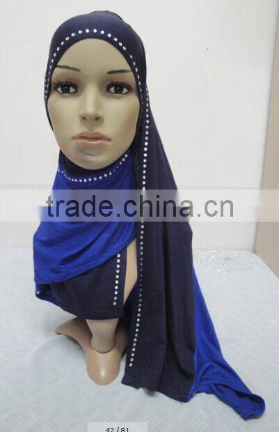 JL045a cotton jersey black with colors combine mulim scarf,muslim hijab