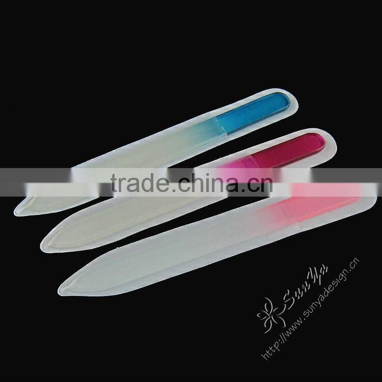 Glass nail file with flower printing
