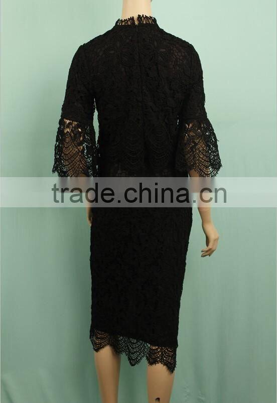 Lace pattern Blouse skirt two pieces suit cover 3/4 sleeve woman suit