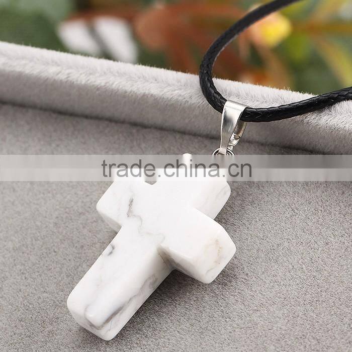 Women trending products natural stone pendant cross stone necklace