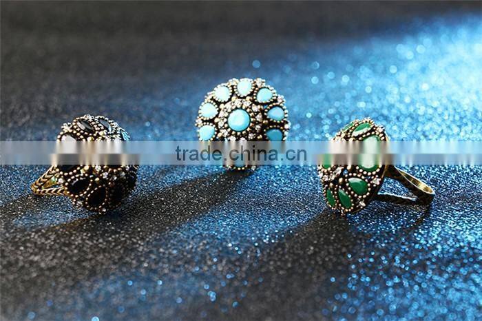 Factory direct sell zinc alloy multicolor crystal rhinestone ring bohemian rings