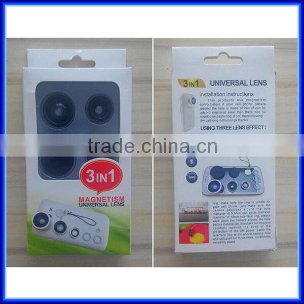 Top product Universal Clip Lens Mobile Phone lens 3 in 1 Lens 180 Degree Fish Eye