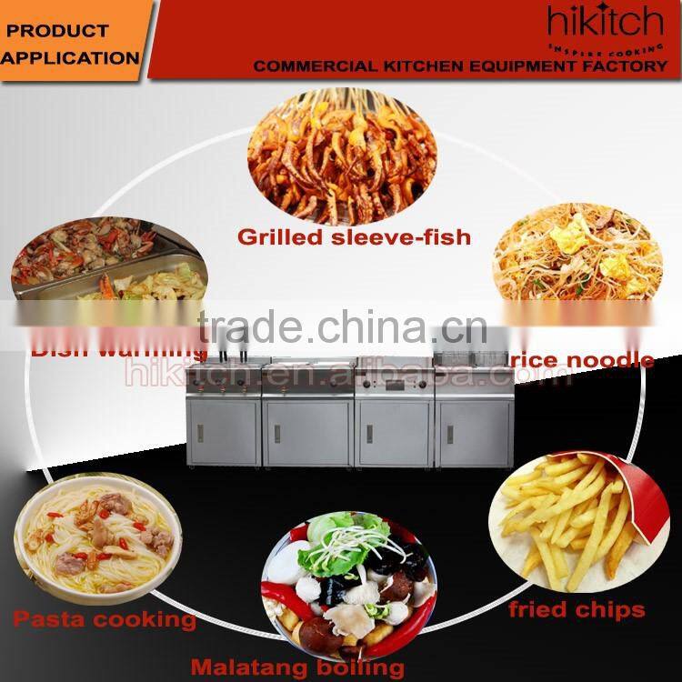 Freestanding stainless steel fryer griddle pasta cooker bain marie with cabinet