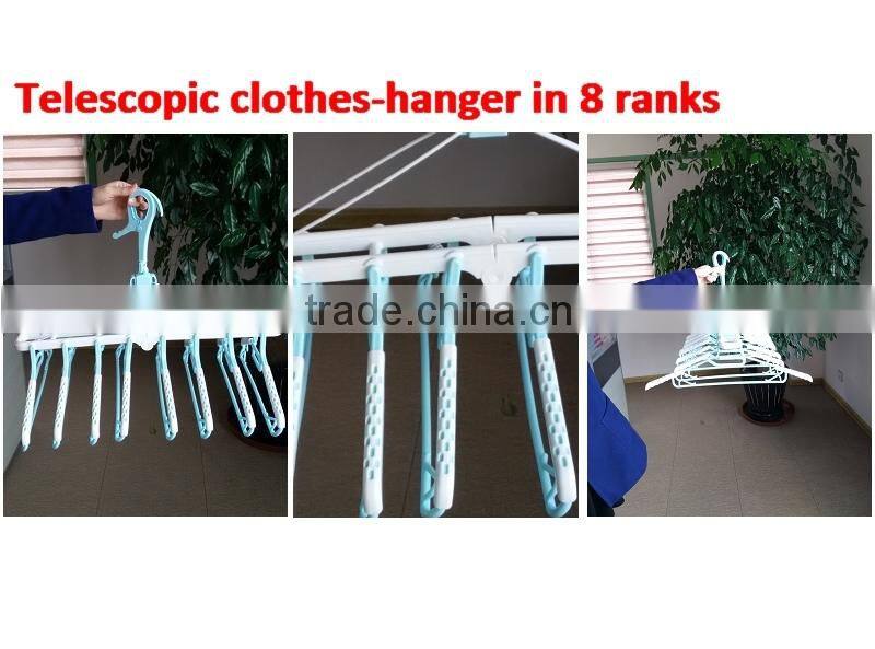 Folding plastic hanger in 8 ranks per set