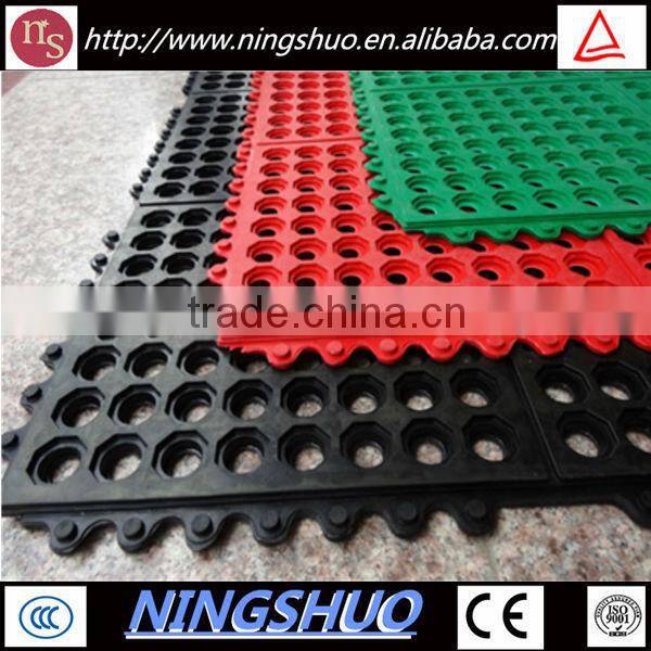 China supplier of anti slip industrial rubber floor mat with interlocking edge