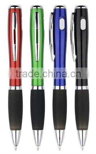Hot sale twist plastic ball pen with light for promotion