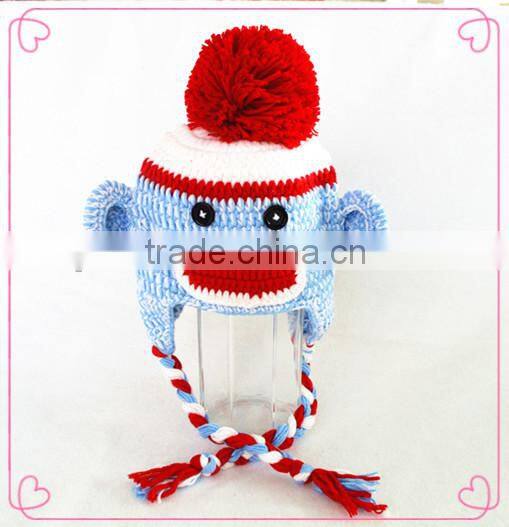 Handmade crochet baby boy beanie hat in animal pattern