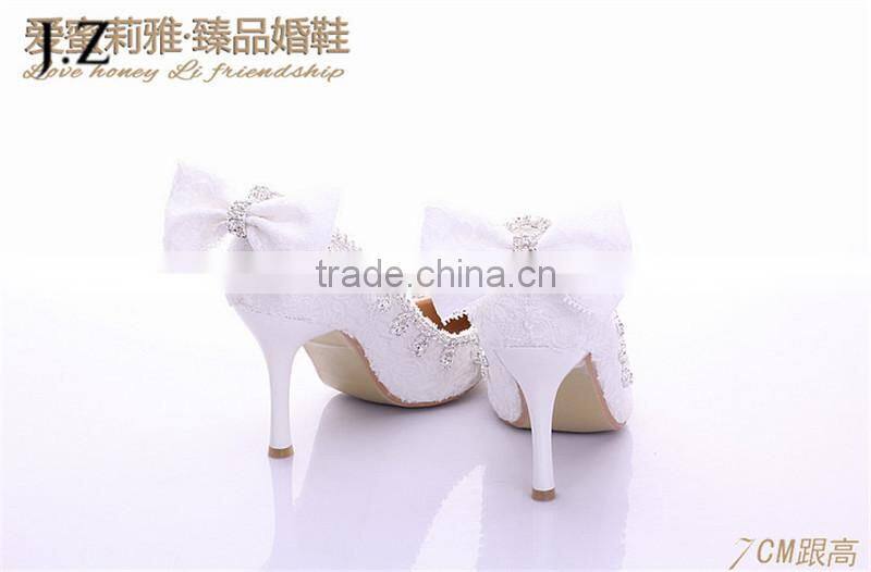 OW19 retail women fresh lace high heel wedding shoes