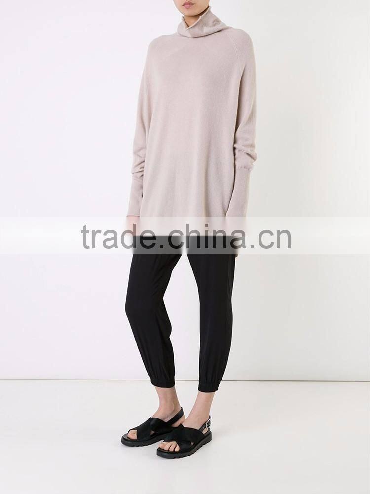Ladies Beige cashmere turtleneck oversized jumper sweater