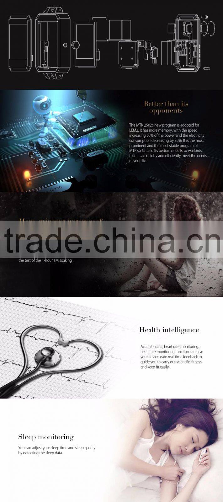 New Smart Watch Metal+Leather Strap Full work with iOS and Android Lady's Smart Watch