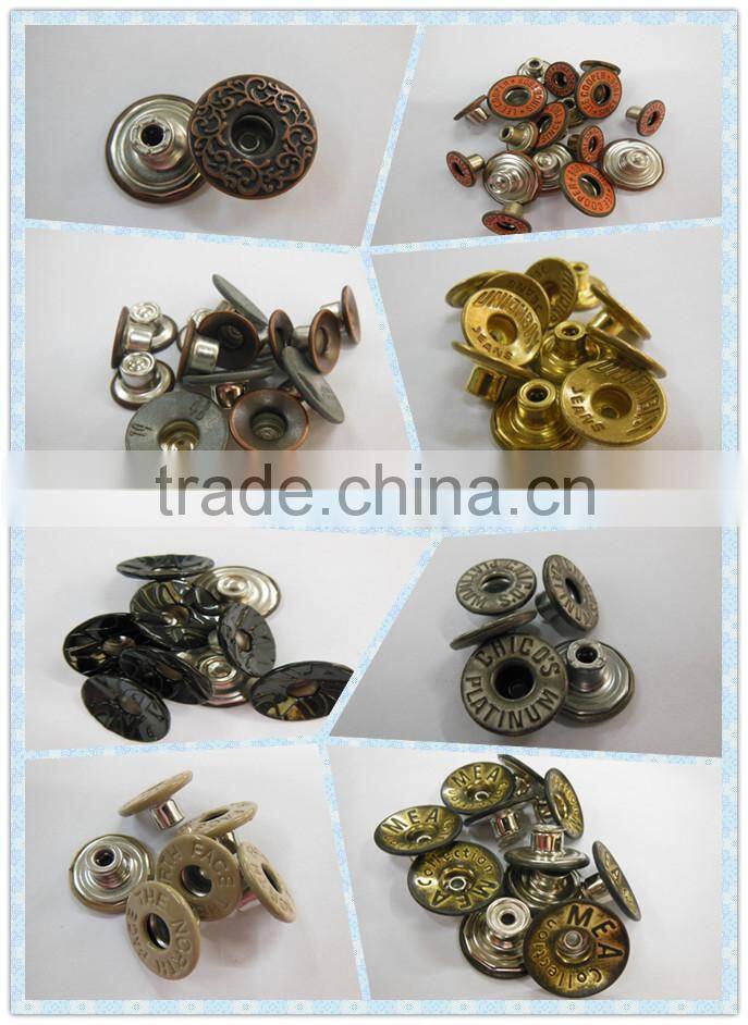 special white custom jeans rivets buttons embossed