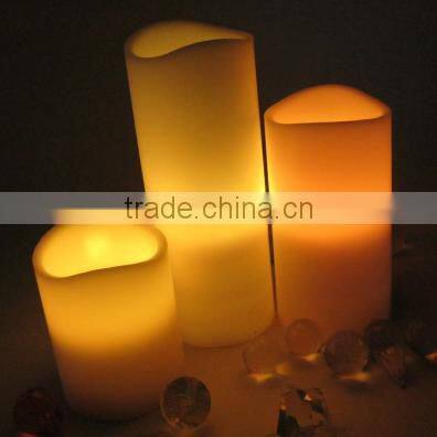 Flameless bright glow wax coated led moon candle set of 3