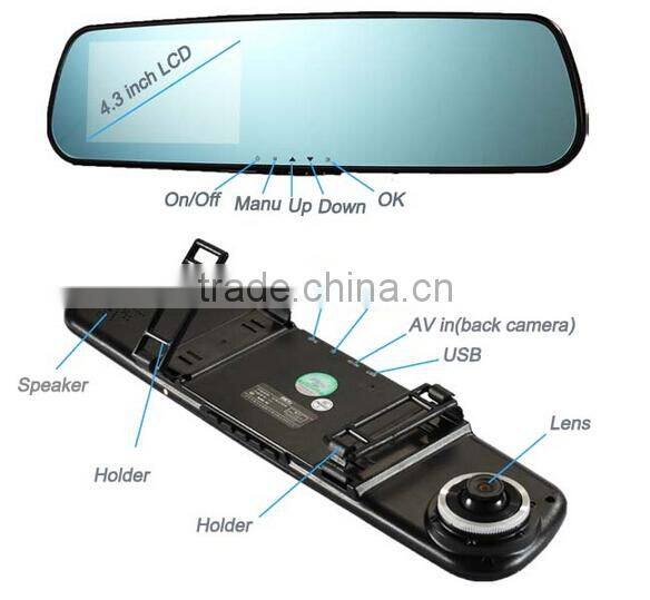 Popular car dual lens dvr hd 1080p video recorder for car
