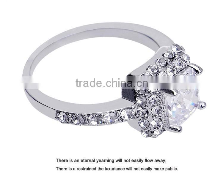 Glittering Austrian Crystal Rings 18k White Gold Gp Zircon Ring