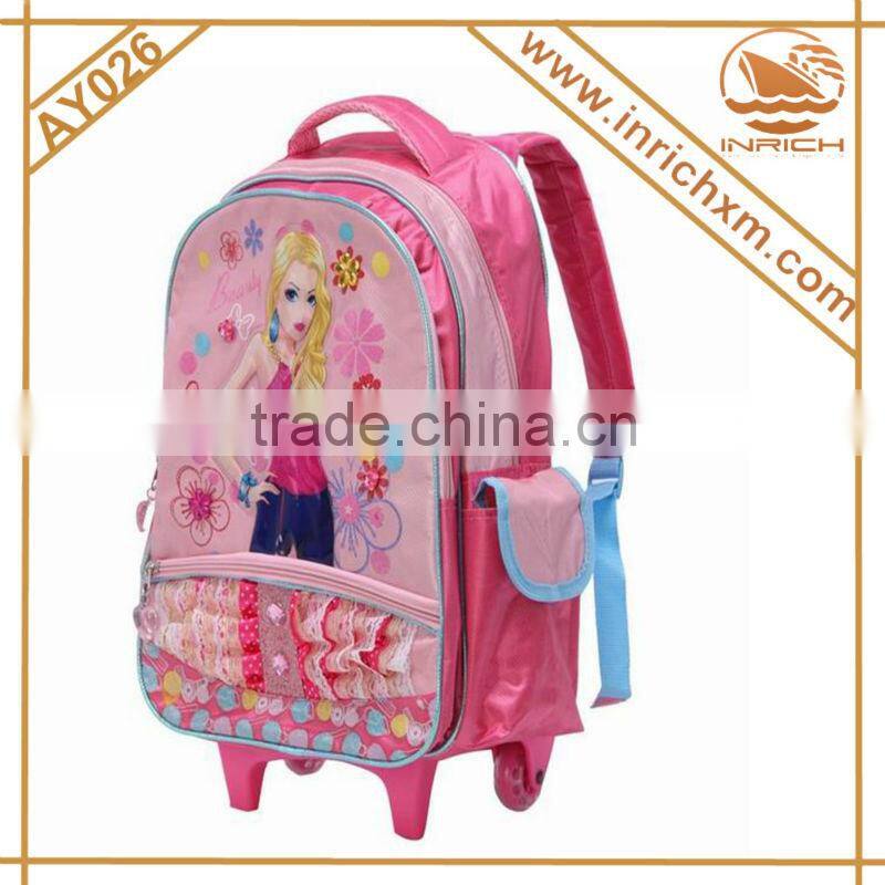 Cute Pink Trolley Backpack Girl School Bag For Little Girl