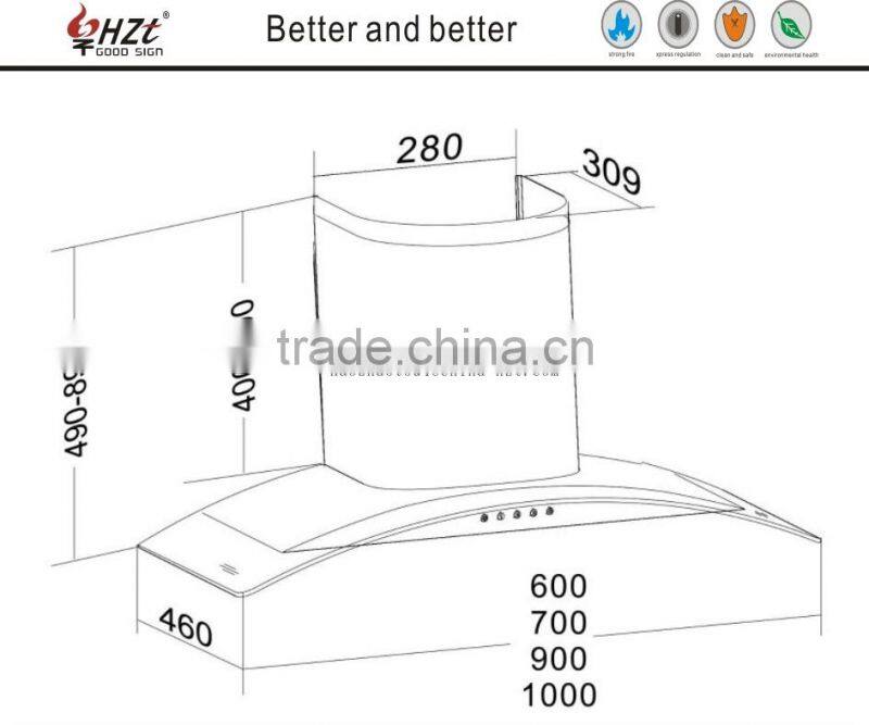 600 mm used kitchen ventilation hoods decorative