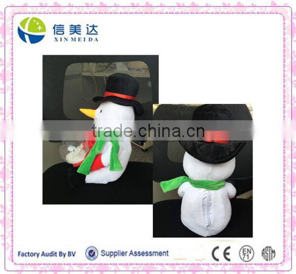 Plush Electric Christmas Snowman soft toy with crystal ball
