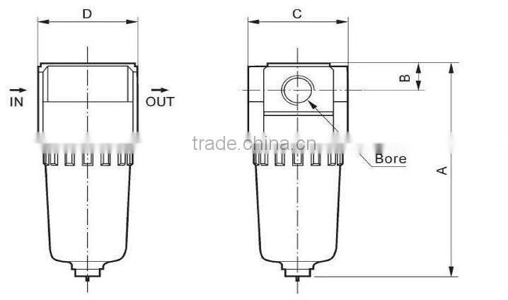 AF4000-06D 3/4'' Air Filter With Auto Drain Metal Body