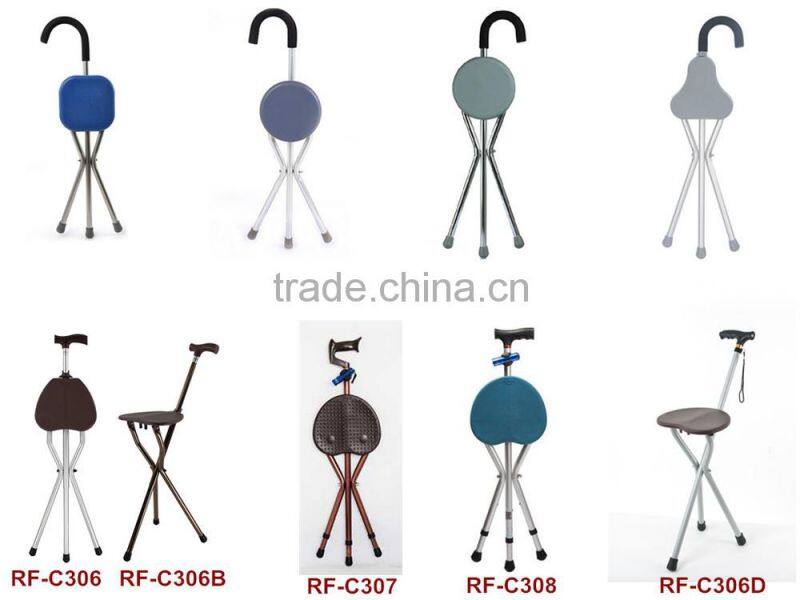 aluminum walking cane seat with three legs