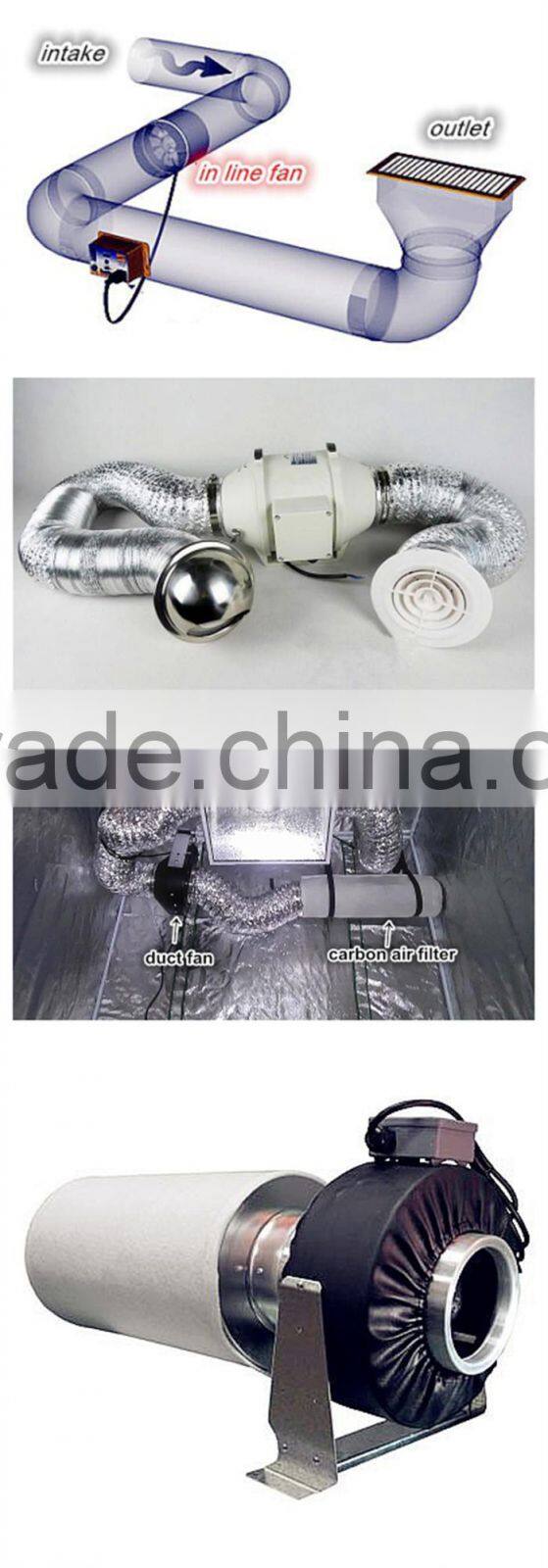 Hydroponics greenhouse grow tent bathroom HVAC duct blower