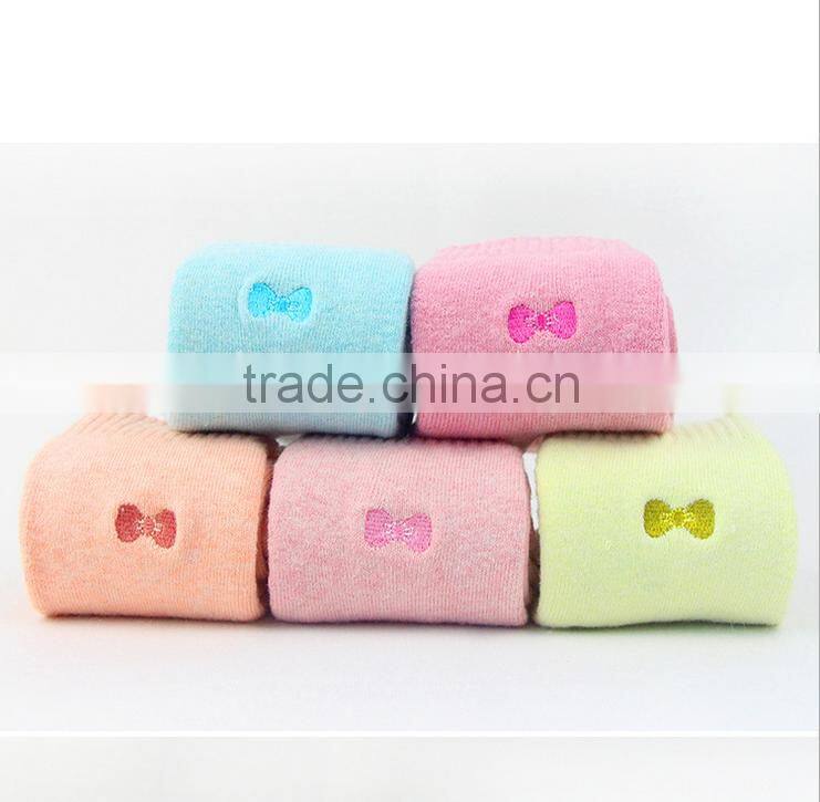 Embroidery bow socks warm thick Terry cotton thick line knitting socks china socks factory
