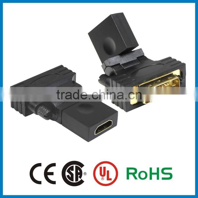 360 Angle HDMI 19Pin Female to DVI 24+1 Pin Male adapter