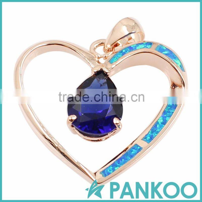 wholesale fashion series of water on the heart blue Opal sterling silver unisex necklace pendant