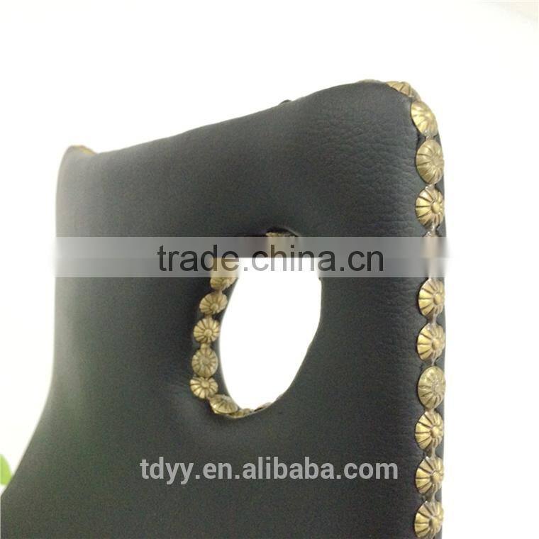 TDC-182-F2 QVB JIANDE TONGDA BENTWOOD PU SEATING WITH with copper rivets stackable METAL CHROME PLATED DINING CHAIR