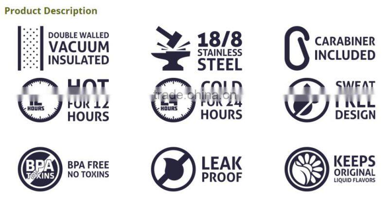 2016 factory Customized logo stainless steel/ 500ml stainless steel hot and cold water bottle/steel hot Water Bottle