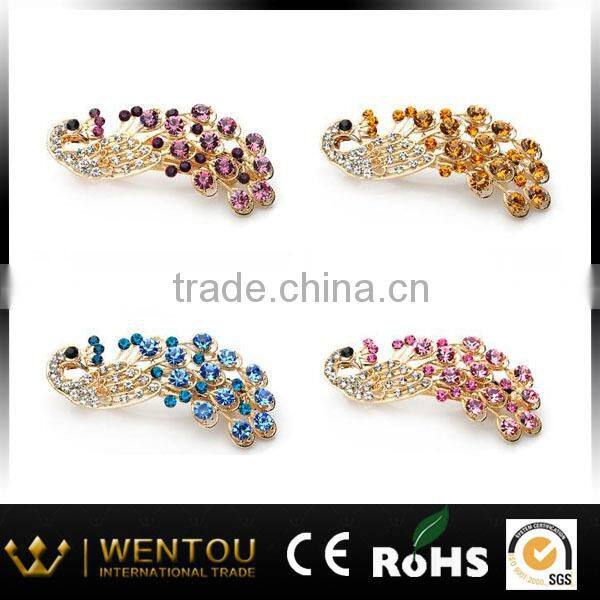 Rhinestone Peacock Barrette Hair headdress