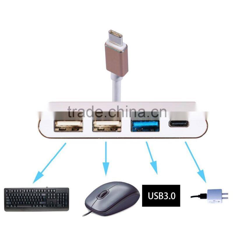 OEM/ODM MultiFunction usb3.1 usb c hub combo,type c male to type A and type C female data cable adapter For PC Laptop